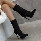 European-style Mid-calf Boots With Slender High Heels