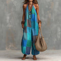 Plaid Print Jumpsuit – Sleeveless, Wide-Leg, Suspender Style