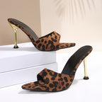 Leopard Print High Heel Sandals
