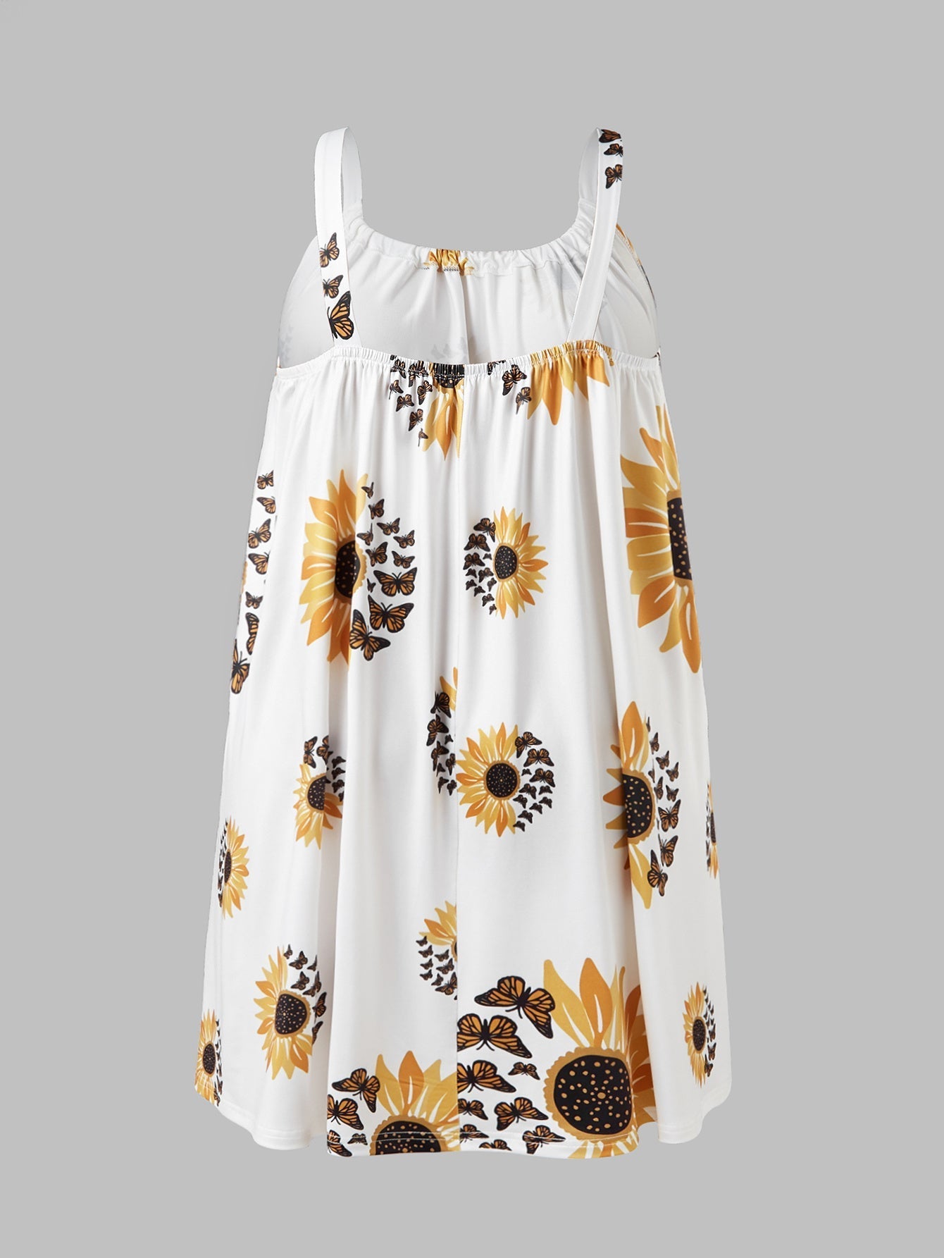 🌻 Plus Sunflower Print Sleeveless Wrap Dress