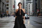 Solid-Color Halter Neck Midi Dress