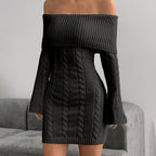 Knit Off Shoulder Bodycon Dress