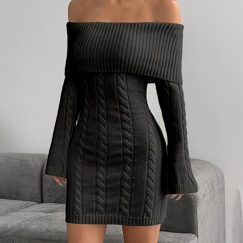 Knit Off Shoulder Bodycon Dress