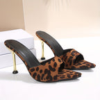 Leopard Print High Heel Sandals