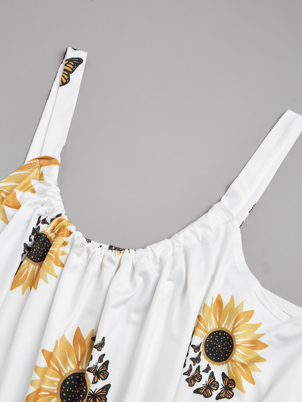 🌻 Plus Sunflower Print Sleeveless Wrap Dress