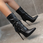 European-style Mid-calf Boots With Slender High Heels