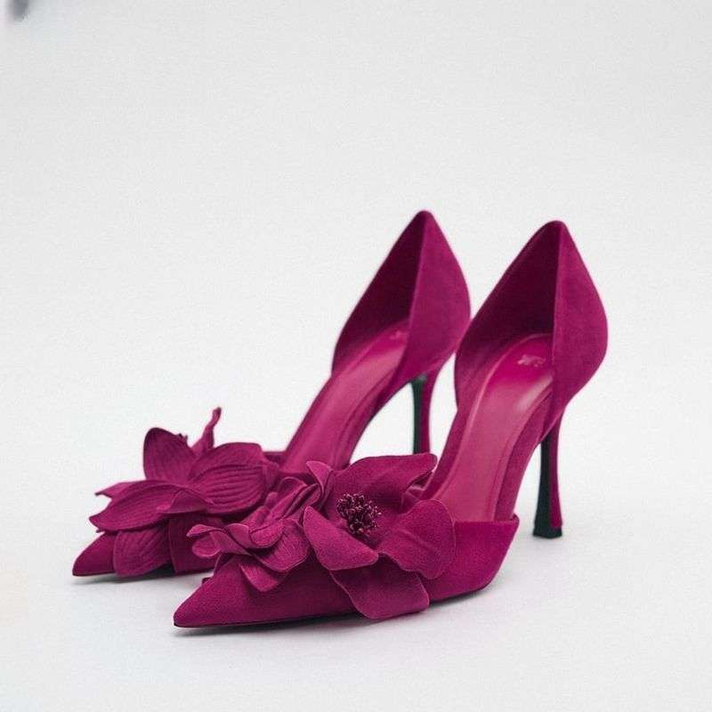 Flower High Heels Women's Pointed Toe Stiletto Heel