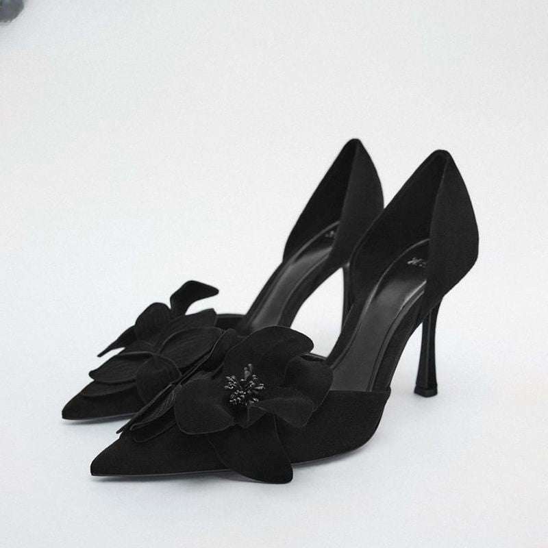Flower High Heels Women's Pointed Toe Stiletto Heel