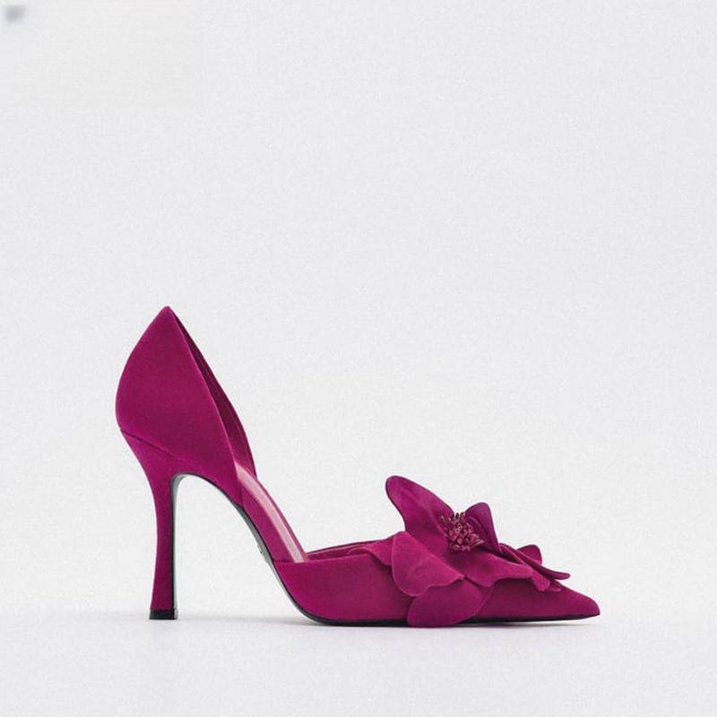 Flower High Heels Women's Pointed Toe Stiletto Heel