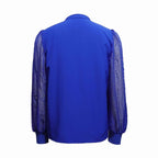 Sparkling Diamond Mesh Splicing Long Sleeve V-neck Top Shirt